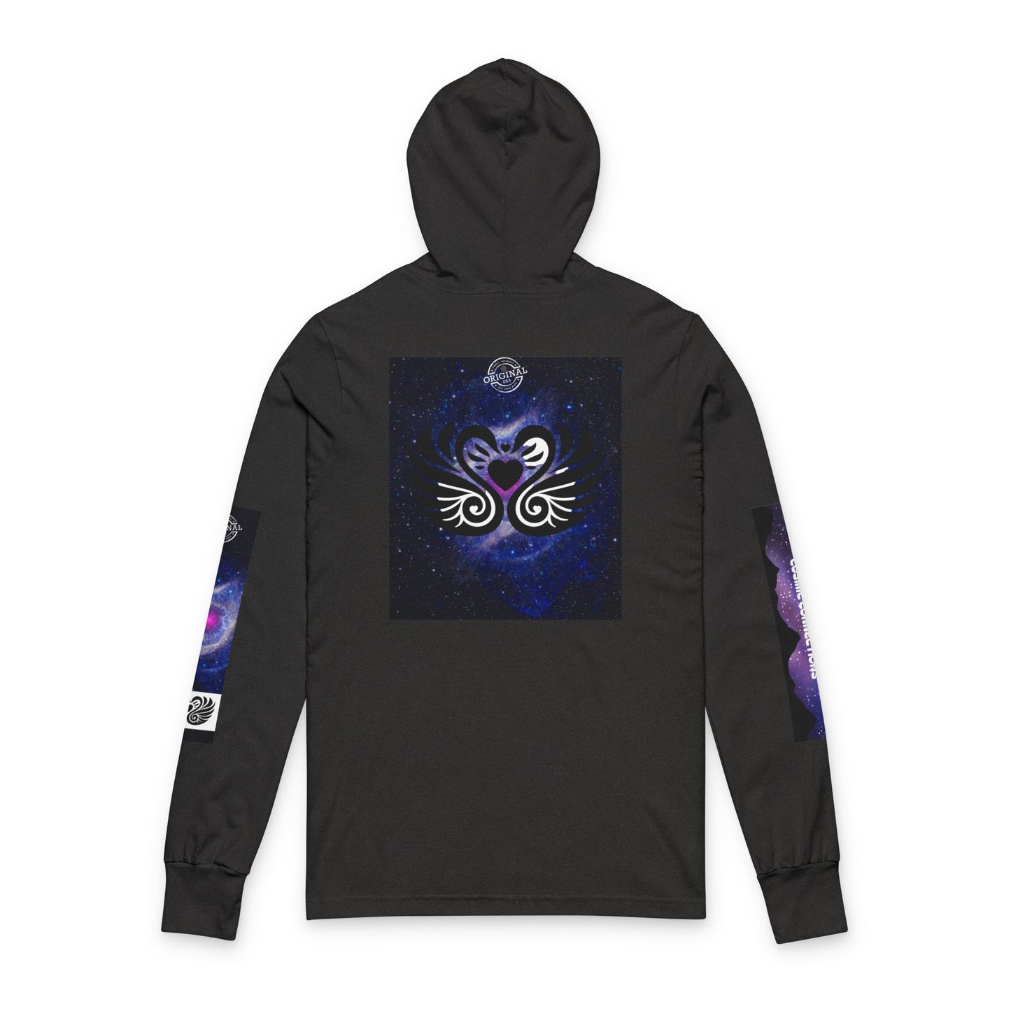 Sweet Dreams Hooded Long Sleeve Tee — Drive‑In Theater & Cosmic Swan Graphic