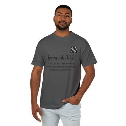 Jeremiah 33:3 Scripture Tee — 'Call unto me...' Faith Graphic T-Shirt