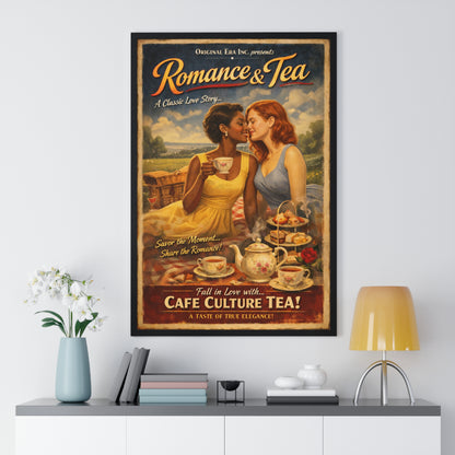 Romance & Tea Vintage Poster — Cafe Culture Tea Wall Art