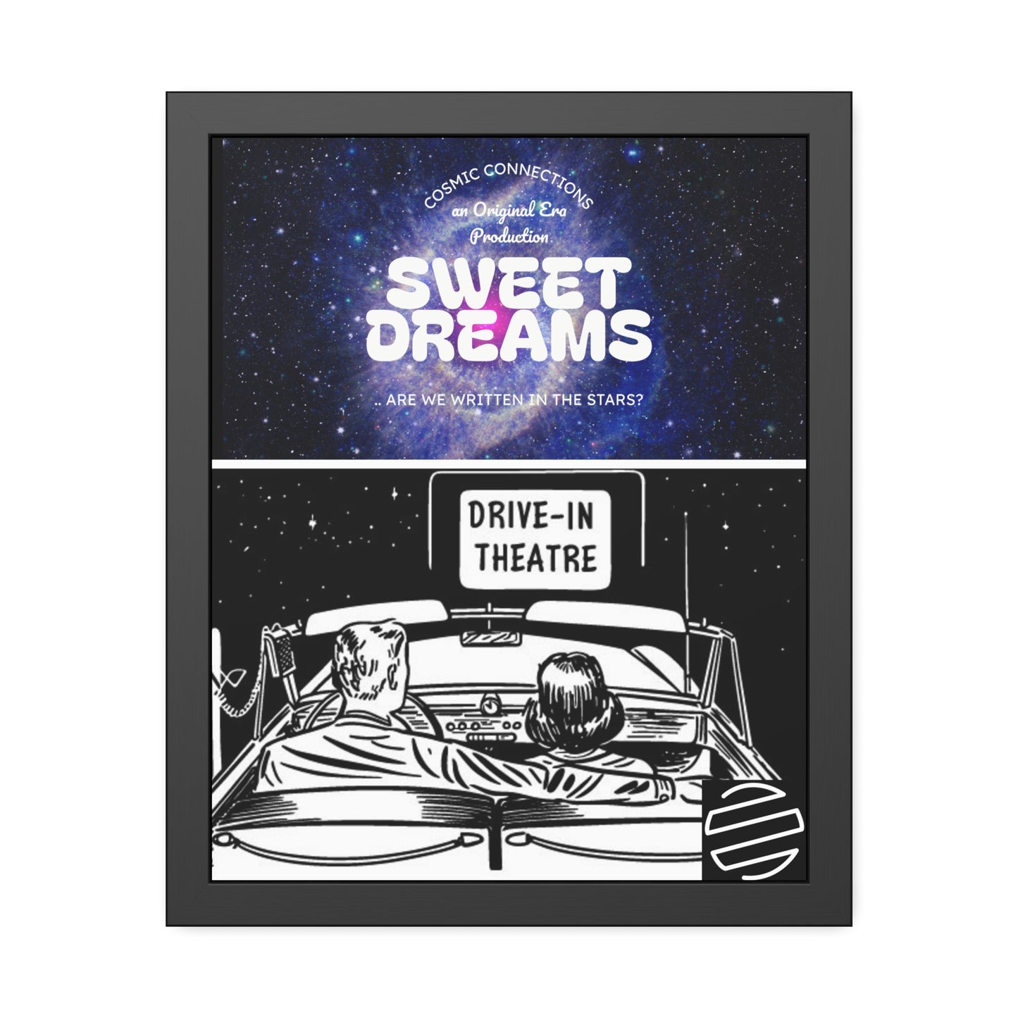 Sweet Dreams Drive-In Framed Poster — Retro Night Sky Print