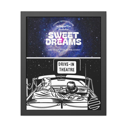 Sweet Dreams Drive-In Framed Poster — Retro Night Sky Print