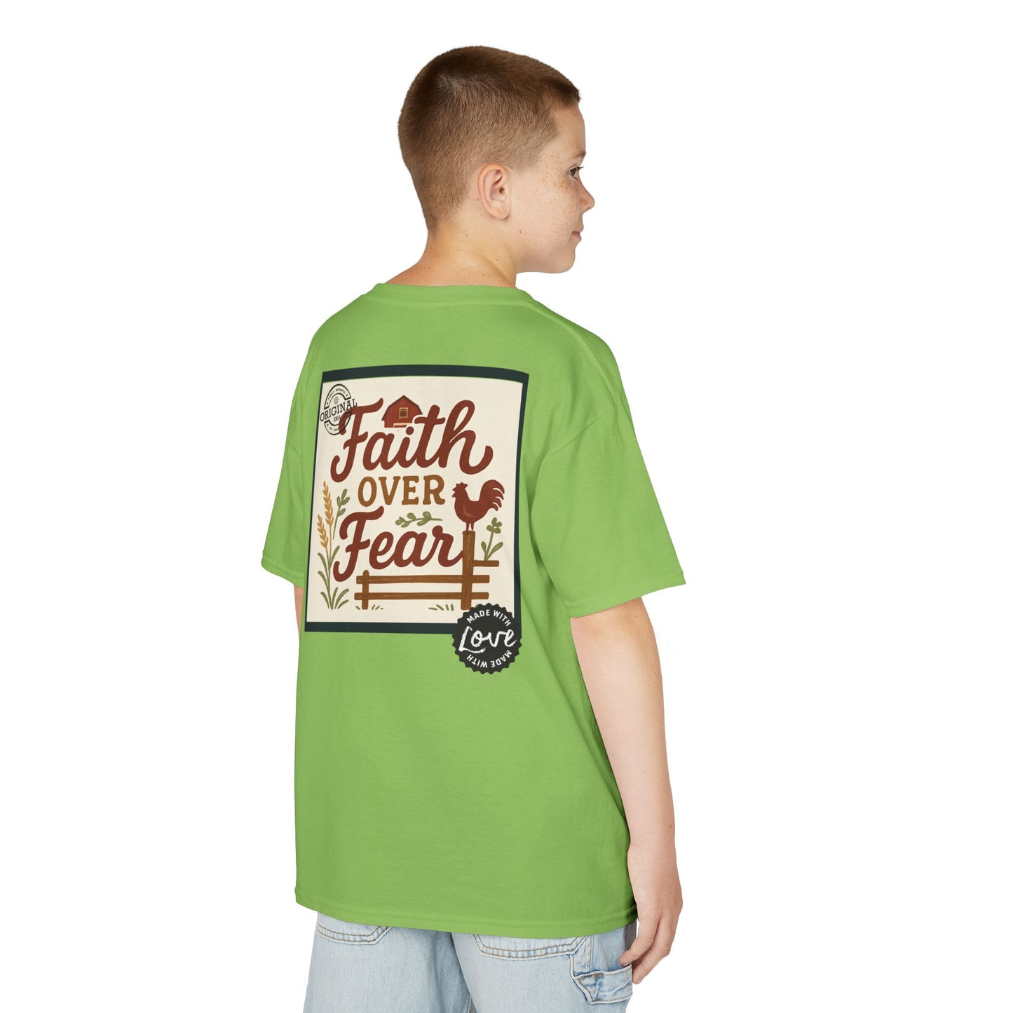 Kids T‑Shirt — 'You Herd the Word' Cow Front & 'Faith Over Fear' Farm Graphic