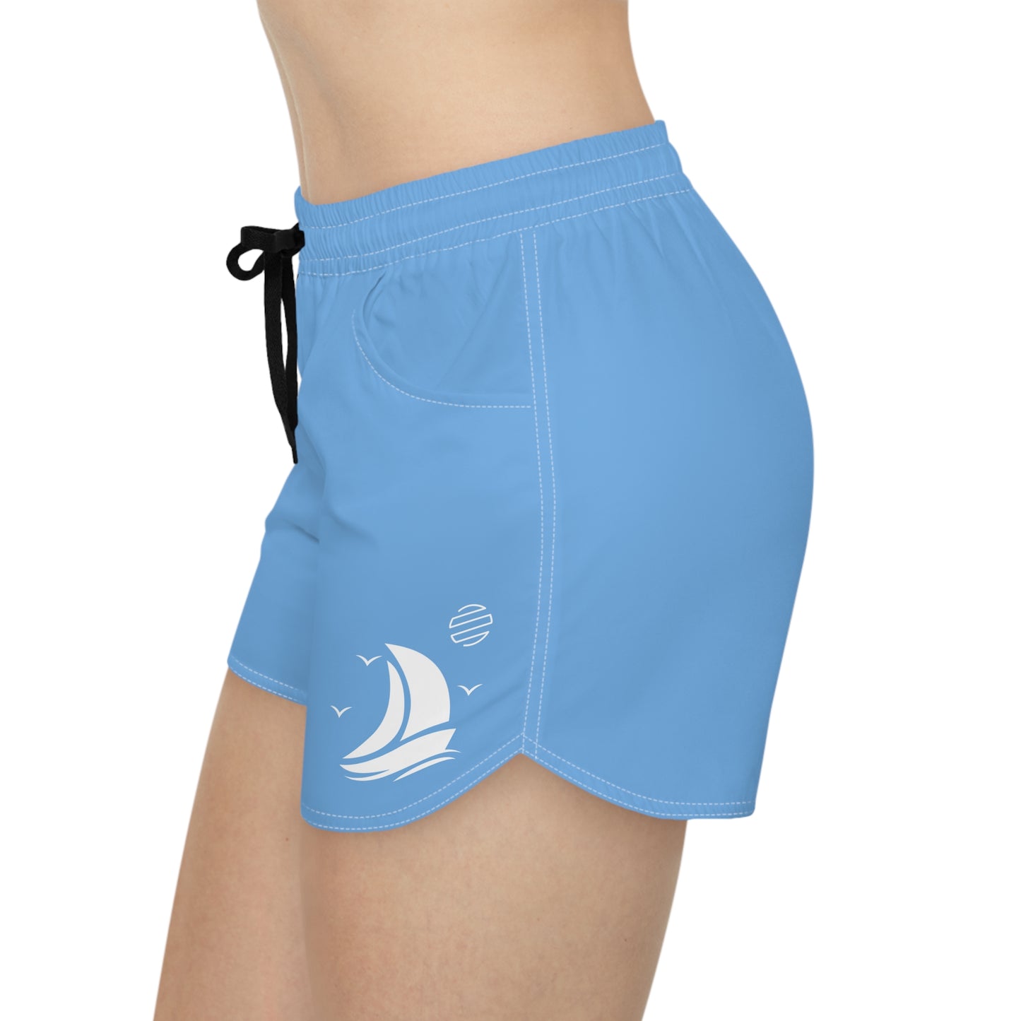 Sailboat Breeze Women's Casual Shorts — Light Blue Beach Lounge Shorts