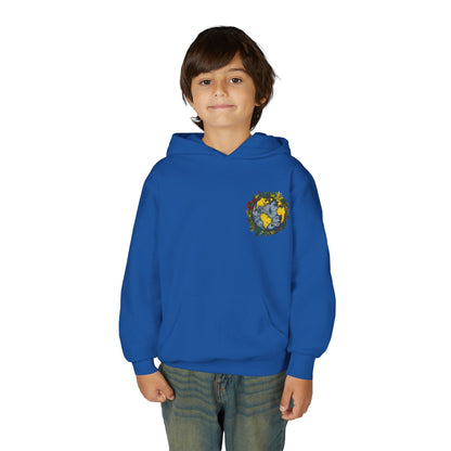Youth Hoodie — Earth Floral Heart Graphic Kids Sweatshirt