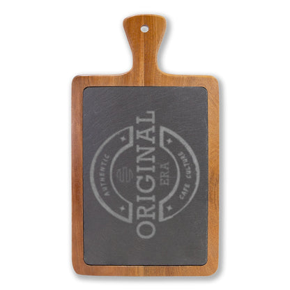 Cafe Culture Engraved Acacia Charcuterie Board with Slate Insert & Cheese Knives