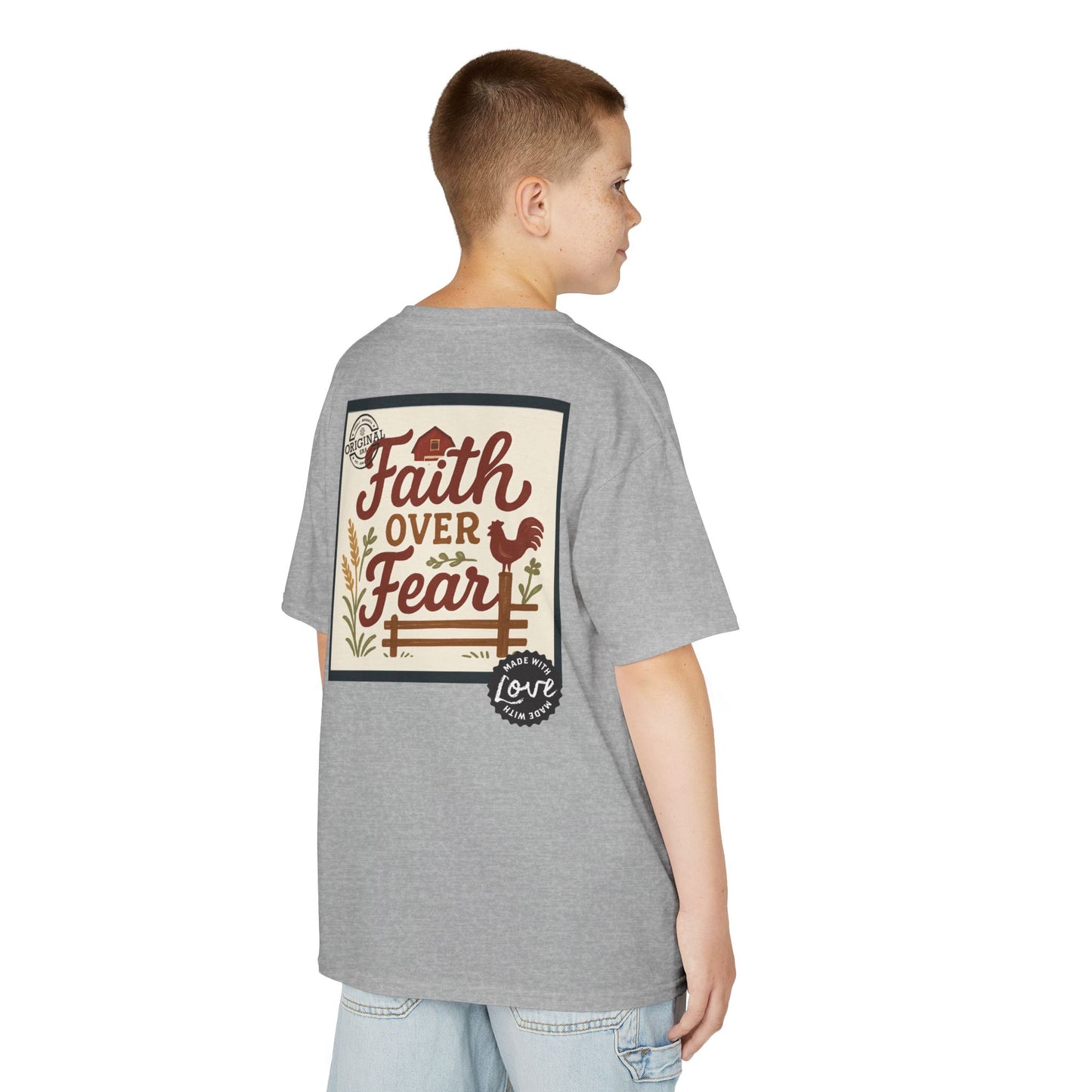 Kids T‑Shirt — 'You Herd the Word' Cow Front & 'Faith Over Fear' Farm Graphic