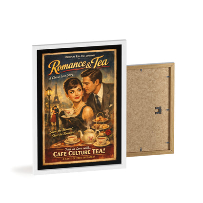 Romance & Tea Vintage Cafe Poster — Framed Wall Art