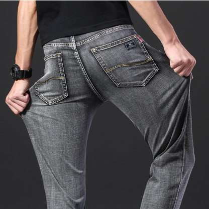 Men's Casual Loose Fit Stretch Jeans for Small Feet
