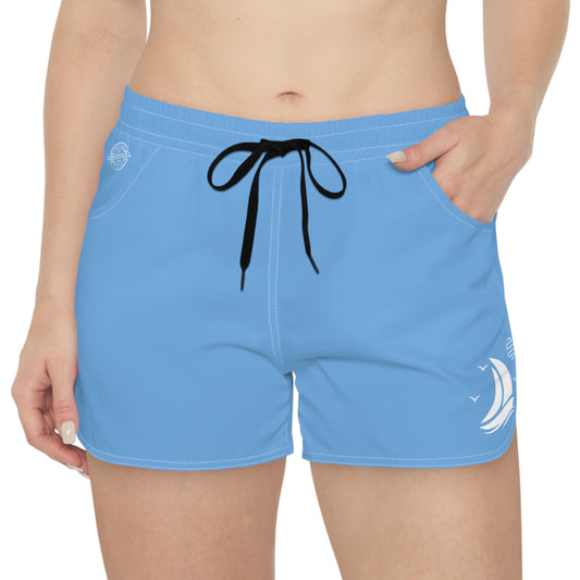 Sailboat Breeze Women's Casual Shorts — Light Blue Beach Lounge Shorts