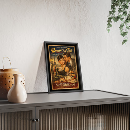 Romance & Tea Vintage Cafe Poster — Framed Wall Art