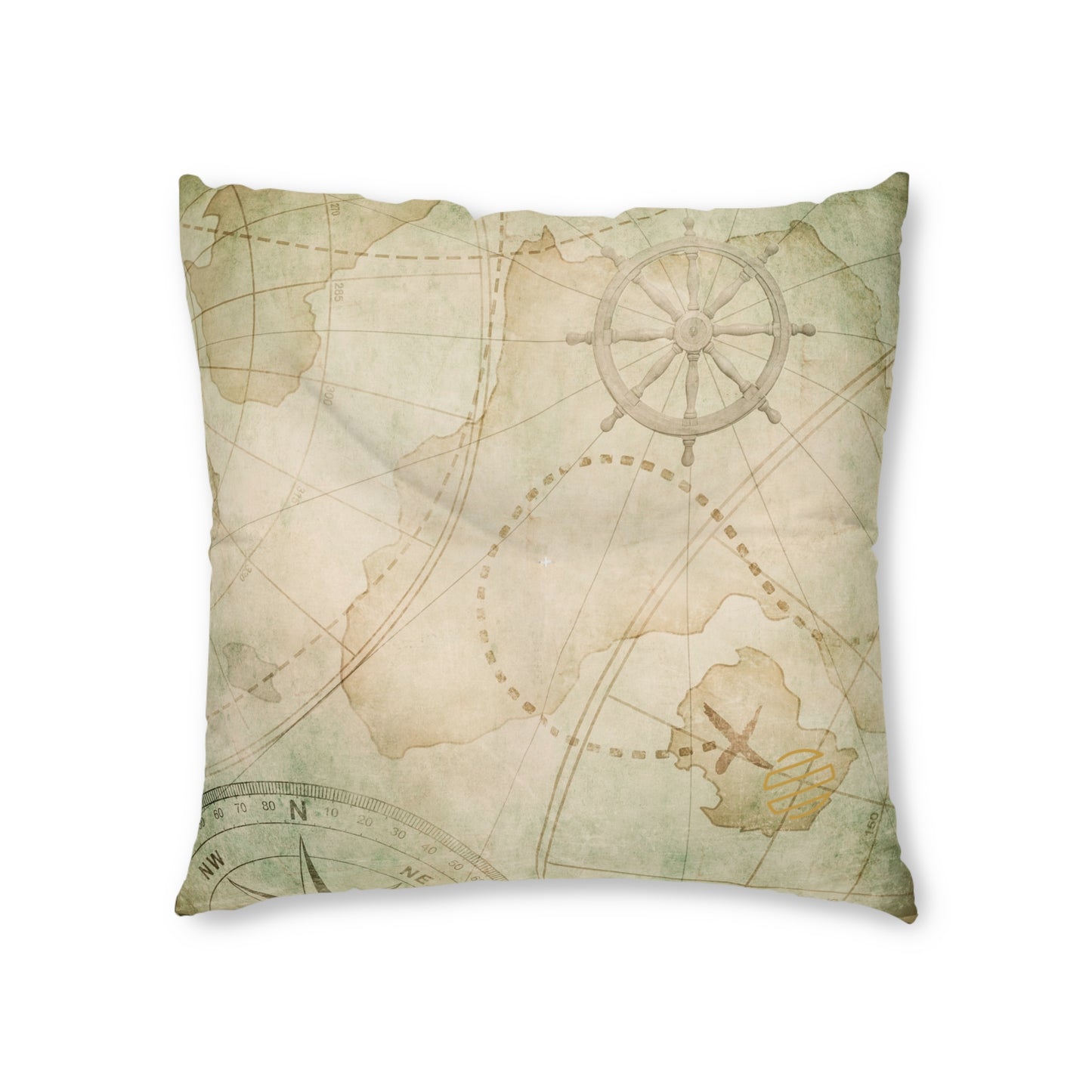 Vintage Treasure Map Tufted Floor Pillow