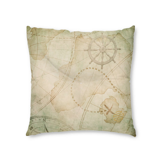 Vintage Treasure Map Tufted Floor Pillow