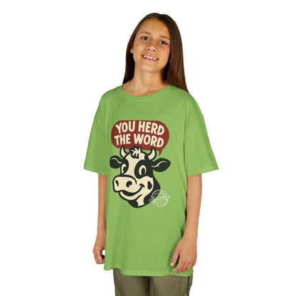 Kids T‑Shirt — 'You Herd the Word' Cow Front & 'Faith Over Fear' Farm Graphic