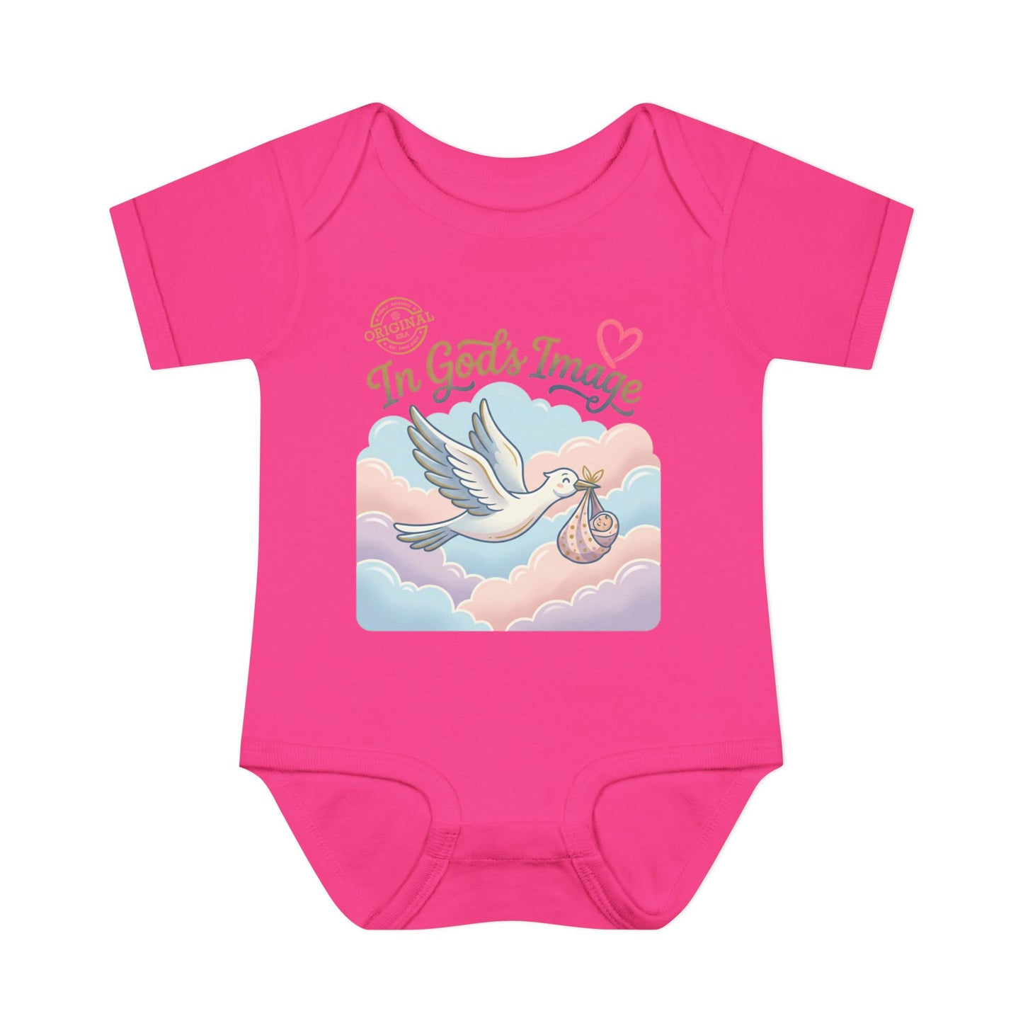 Infant Bodysuit — "In God's Image" Stork Baby Onesie