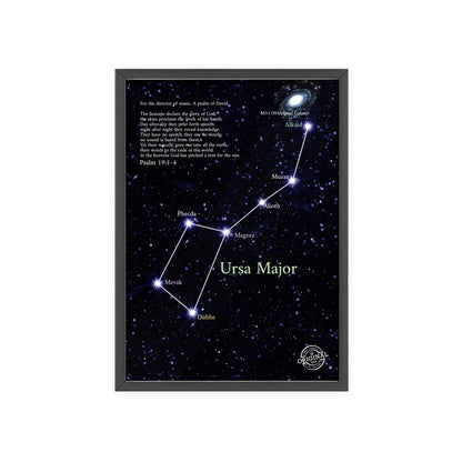 Ursa Major Constellation Star Map Poster with Wooden Frame — Astrology Wall Art