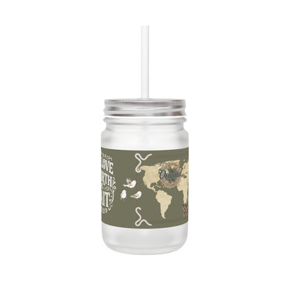 Mason Jar Tumbler - "True Love Is Worth The Wait" Vintage Travel Map Design