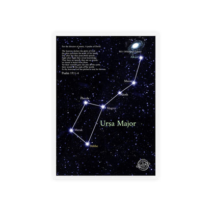 Ursa Major Constellation Star Map Poster with Wooden Frame — Astrology Wall Art