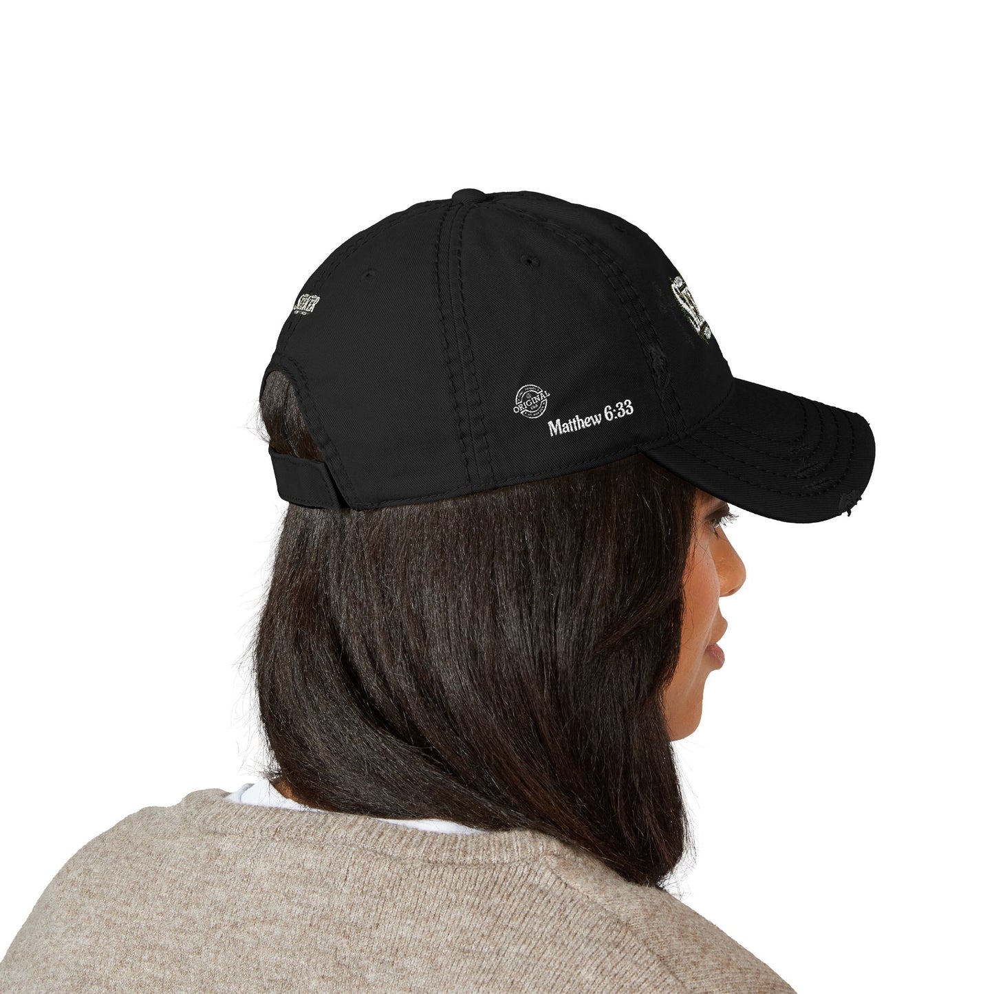 Seeker Embroidered Distressed Dad Hat — Vintage Faith Baseball Cap