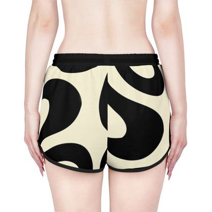 Women's Retro Black & Cream Swirl Relaxed Shorts