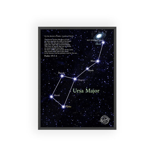 Ursa Major Constellation Star Map Poster with Wooden Frame — Astrology Wall Art