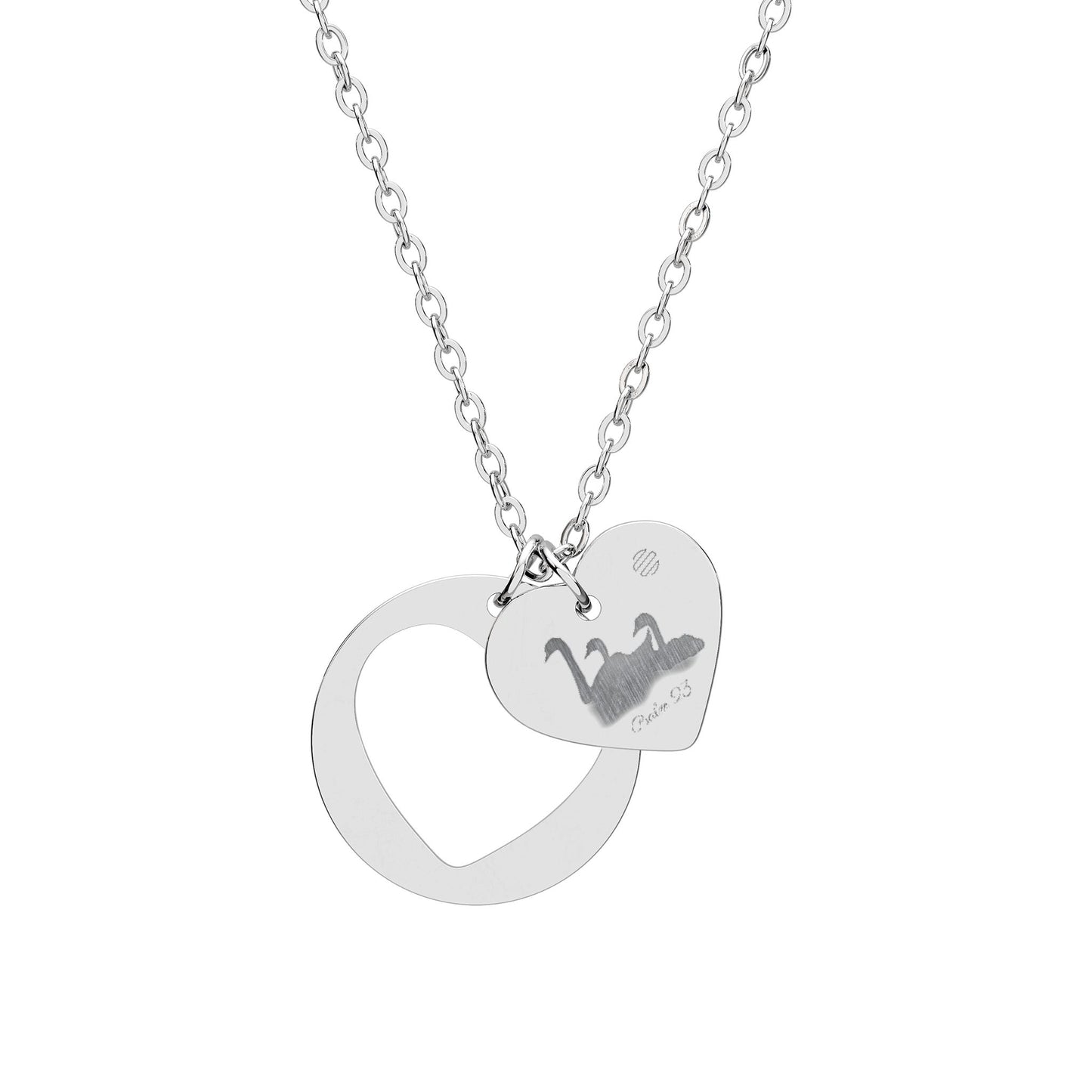 Psalms 23 Swans Heart Cutout Necklace — Engravable Jewelry