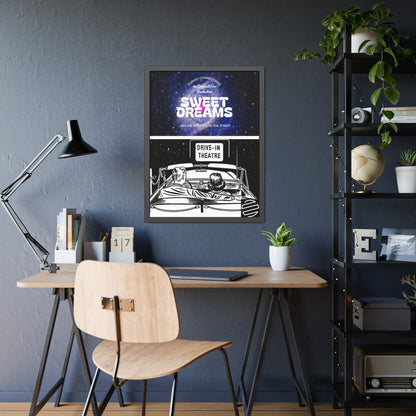 Sweet Dreams Drive-In Framed Poster — Retro Night Sky Print