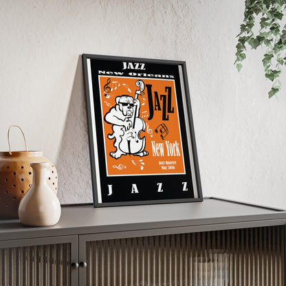 Jazz Poster with Wooden Frame — New Orleans/New York Music Print