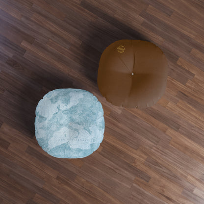 Coastal Map Round Tufted Floor Pillow