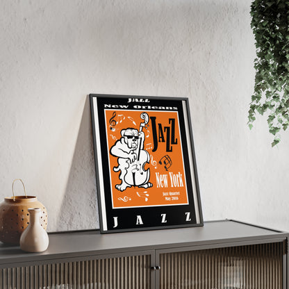 Jazz Poster with Wooden Frame — New Orleans/New York Music Print