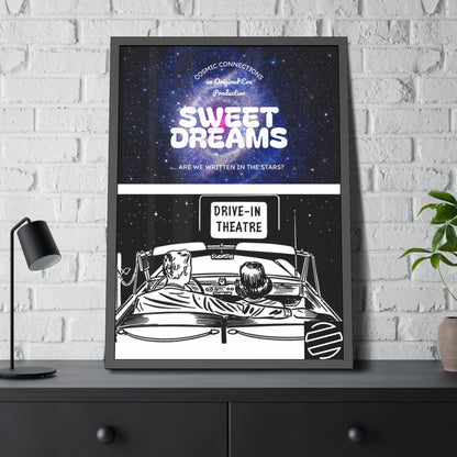Sweet Dreams Drive-In Framed Poster — Retro Night Sky Print