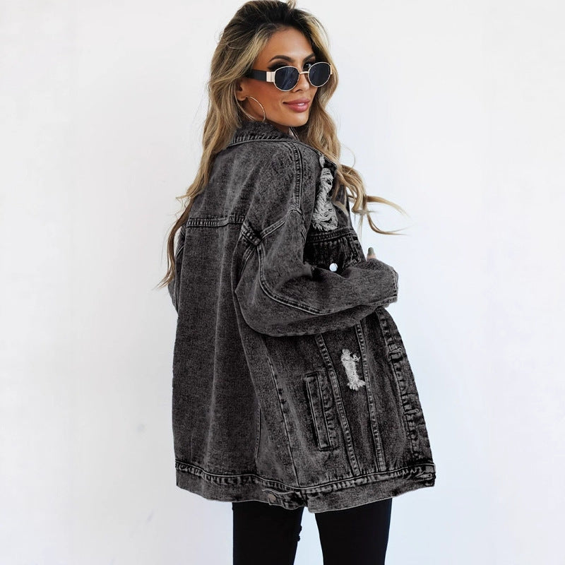 Women's Ripped Denim Jacket