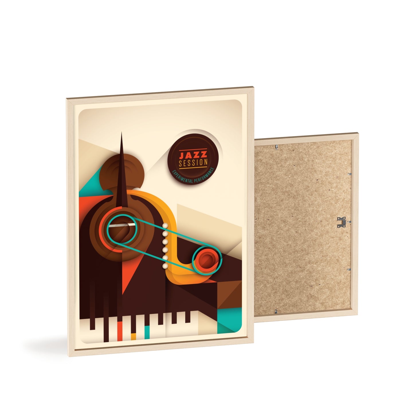 Jazz Session Poster with Wooden Frame – Retro Abstract Music Wall Art