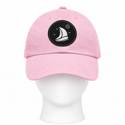 Set For Sail Leather Patch Dad Hat — Nautical Baseball Cap