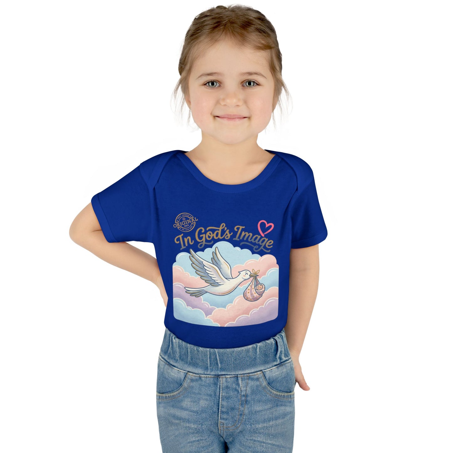 Infant Bodysuit — "In God's Image" Stork Baby Onesie