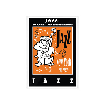 Jazz Poster with Wooden Frame — New Orleans/New York Music Print