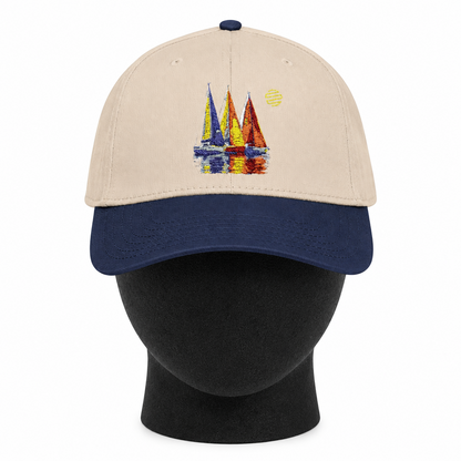 Sailboat Embroidered Baseball Cap – Nautical Summer Sun Hat