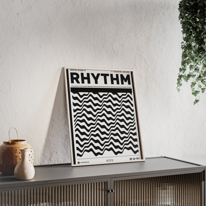 Rhythm Wave Art Poster with Wooden Frame — Black & White Modern Wall Print