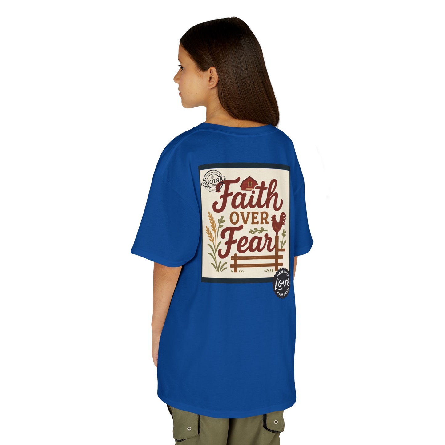 Kids T‑Shirt — 'You Herd the Word' Cow Front & 'Faith Over Fear' Farm Graphic