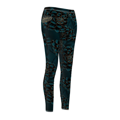 Women's Floral Midnight Teal Leggings