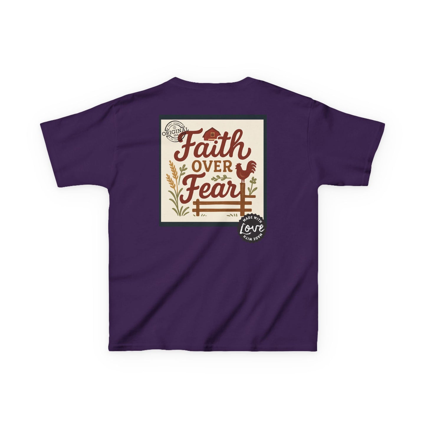 Kids T‑Shirt — 'You Herd the Word' Cow Front & 'Faith Over Fear' Farm Graphic