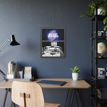 Sweet Dreams Drive-In Framed Poster — Retro Night Sky Print