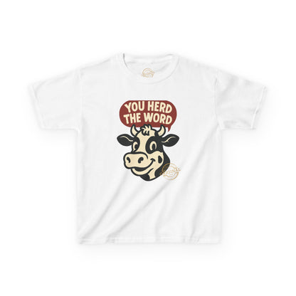 Kids T‑Shirt — 'You Herd the Word' Cow Front & 'Faith Over Fear' Farm Graphic