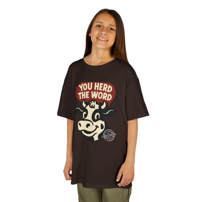Kids T‑Shirt — 'You Herd the Word' Cow Front & 'Faith Over Fear' Farm Graphic