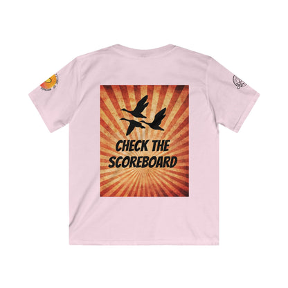 Kids Christian T‑Shirt — "Jesus Already Won / Check the Scoreboard" Graphic Tee