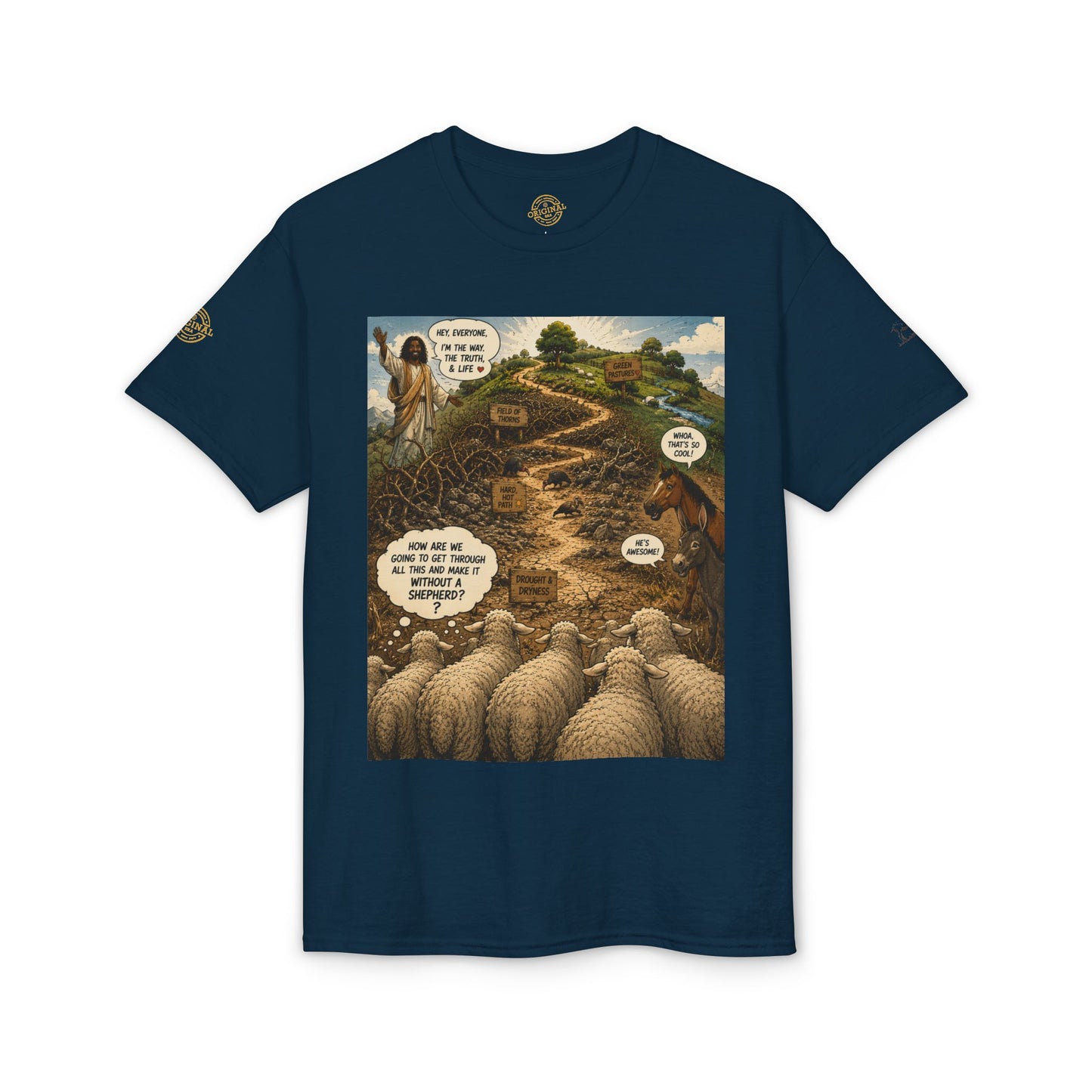 Sheep In the Wild Graphic T-Shirt — "God Has My Back" Faith Tee
