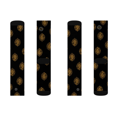 Gold Paisley Pattern Crew Socks