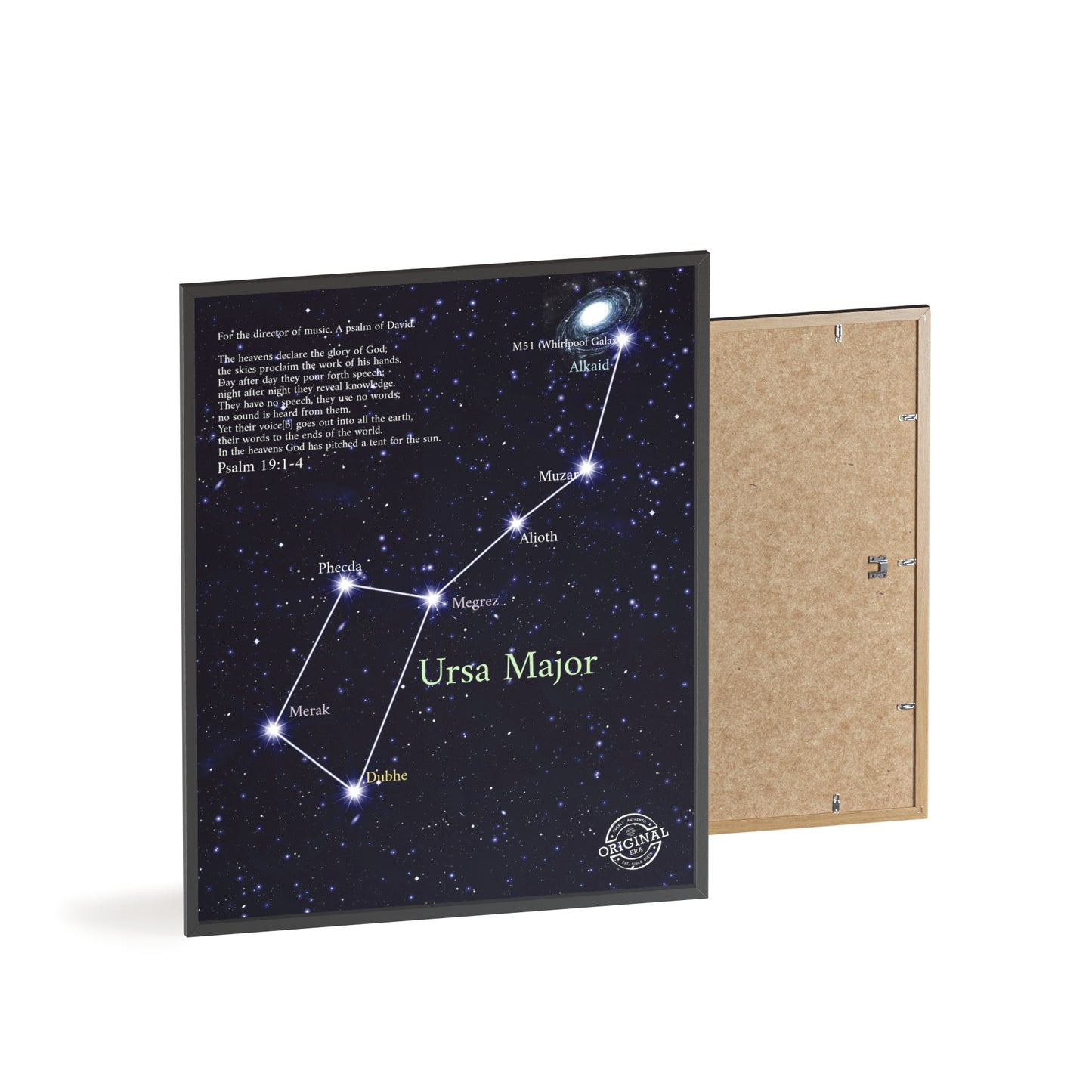 Ursa Major Constellation Star Map Poster with Wooden Frame — Astrology Wall Art
