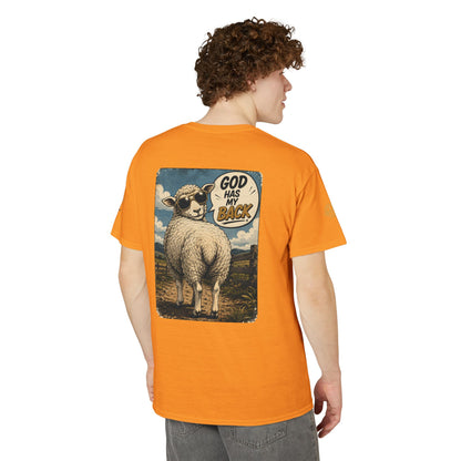 Sheep In the Wild Graphic T-Shirt — "God Has My Back" Faith Tee