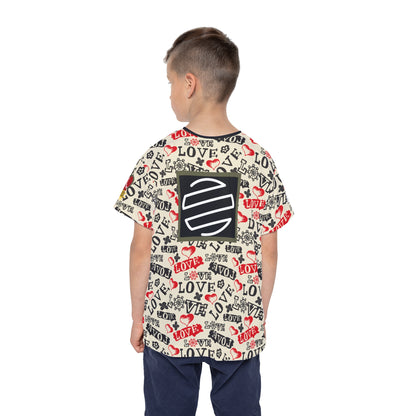 Kids Jersey — Allover "Love" Pattern Sports Tee