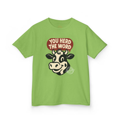 Kids T‑Shirt — 'You Herd the Word' Cow Front & 'Faith Over Fear' Farm Graphic